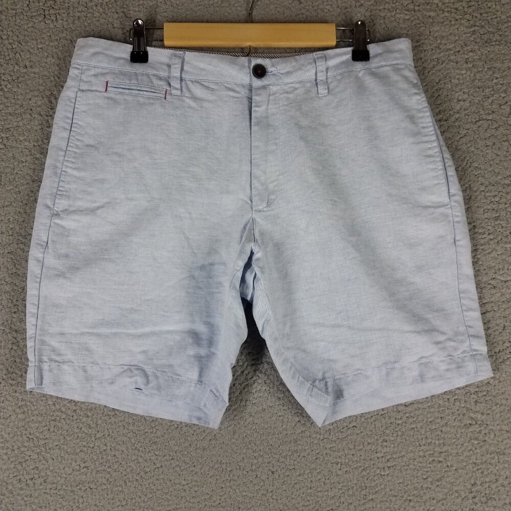 Untuckit Linen Blend Shorts Adult 34 Blue 8" Preppy Summer Golf Travel Men's